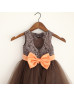 Coffee Lace Tulle Big Bow Flower Girl Dress